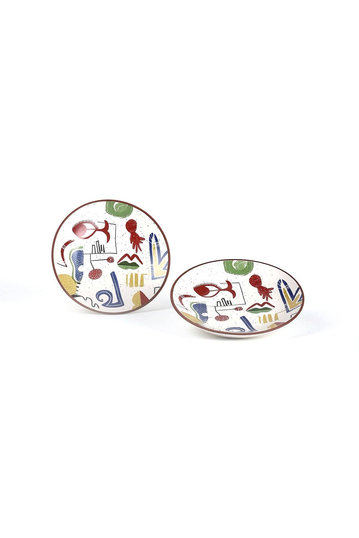 Multi-Color Face to Face Snack Plate | Ceramic | Set Of 2 - Casa Amarosa