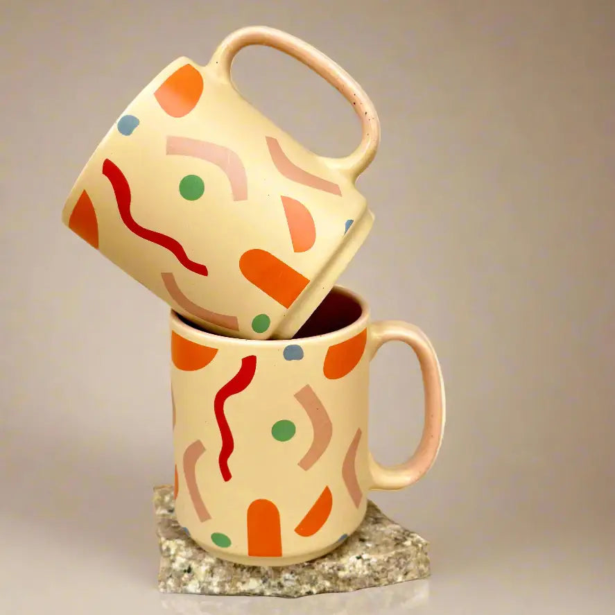 Confetti Ceramic Stoneware Mug 3.2  x 4 Inches  (Set of 4)