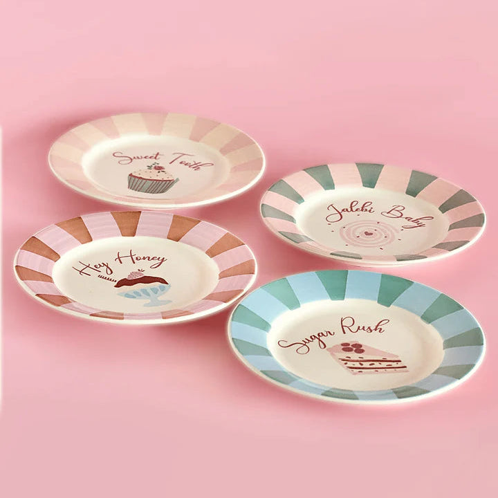 Dessert Time Snack Plates - Set of 4 , 7 inches