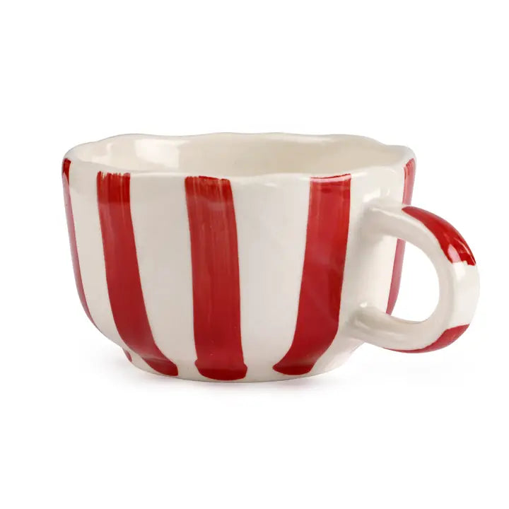 Red Cappuccino Cup | Handpainted Ceramic | 2.9 x 3.9 in