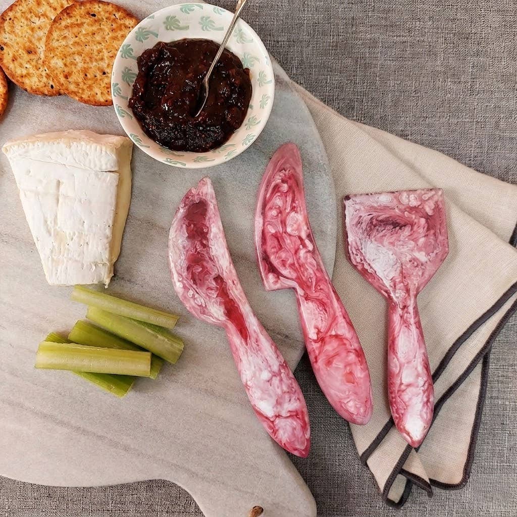 Pink Resin Cheese Knife Set of 3