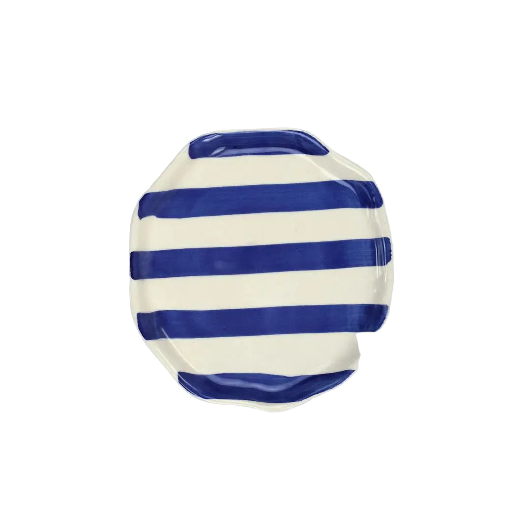 Classic Blue Stripe Coffee Mug with Snack Plate (Set of 2)