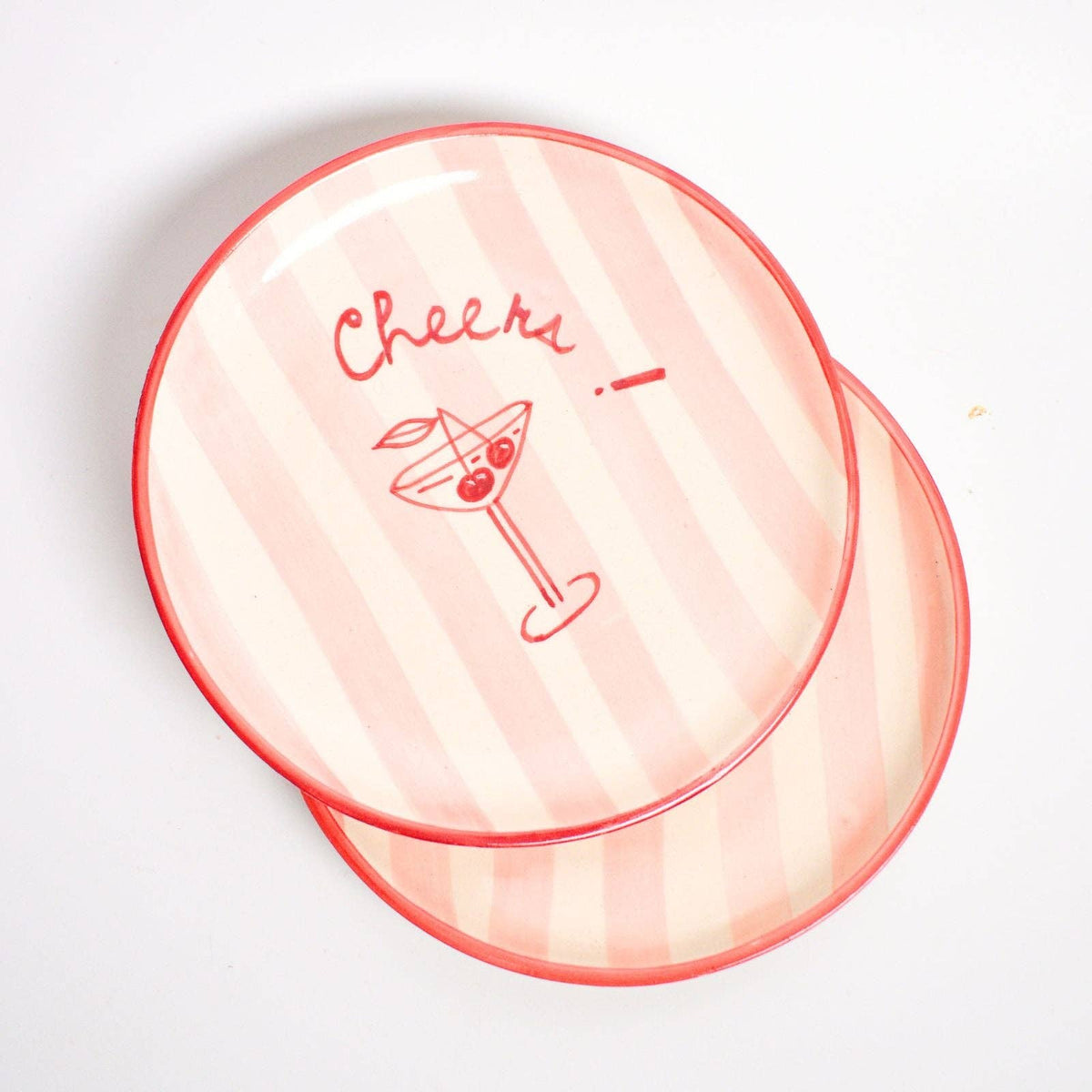 Cheers Ceramic Dessert Plate | Hand-Painted | 7.5 Inch | Set Of 2