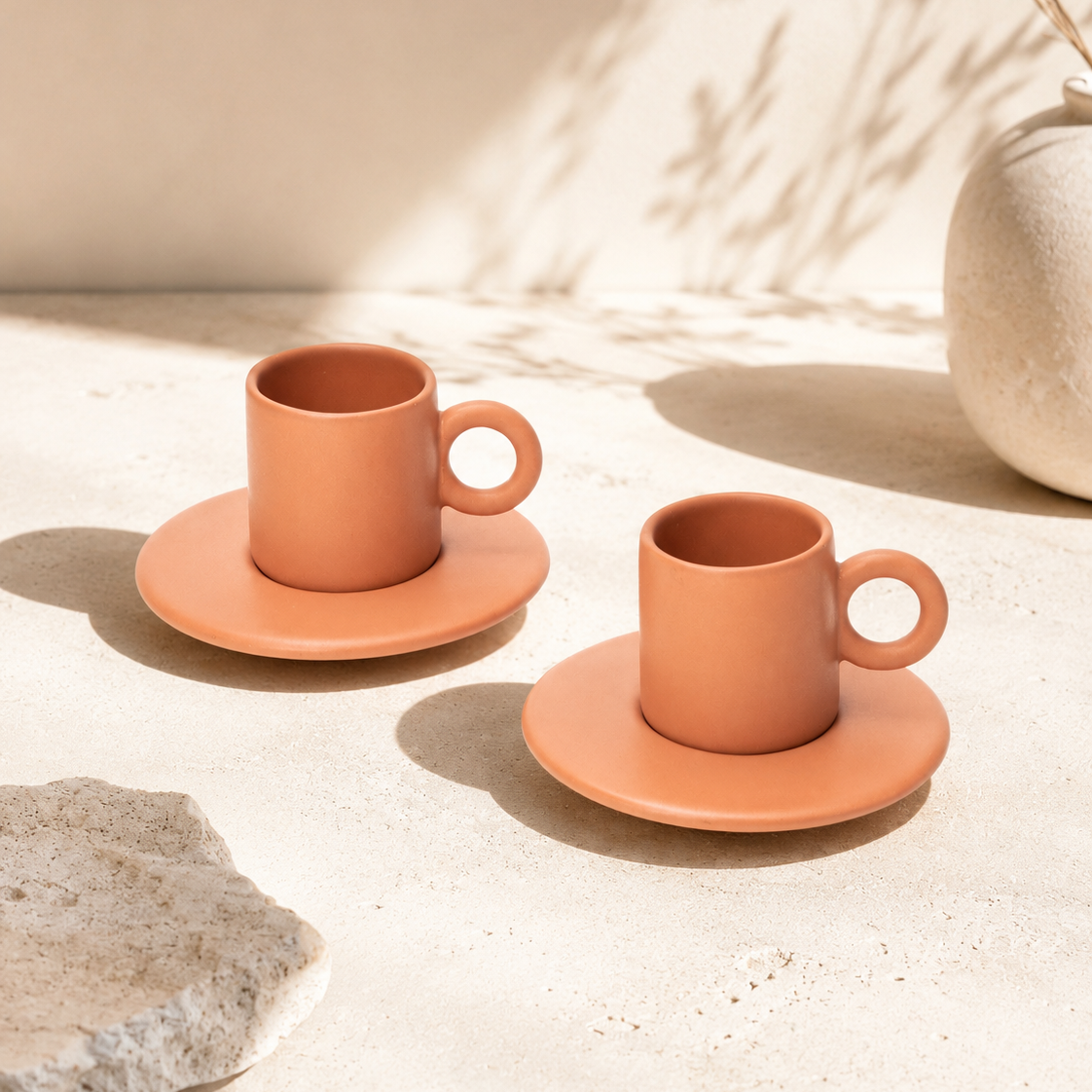 Tan Lilo Espresso Cup & Saucer | Set of 2