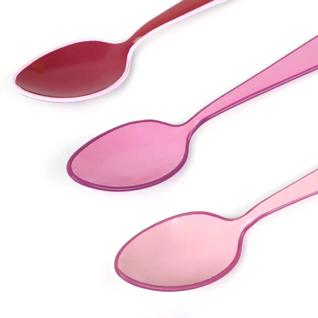 Enamel Spoon Set , Pink (Set of 3) - 5.3 x 1.3 Inches