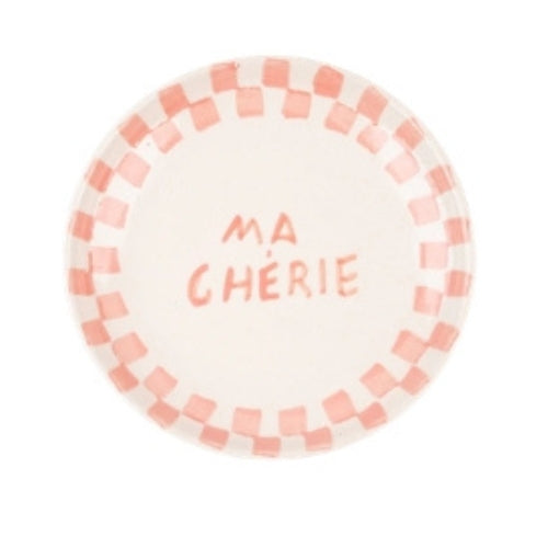 Ma Cherie Pink Ceramic Snack Plate , 7x7 Inches (Set of 2)