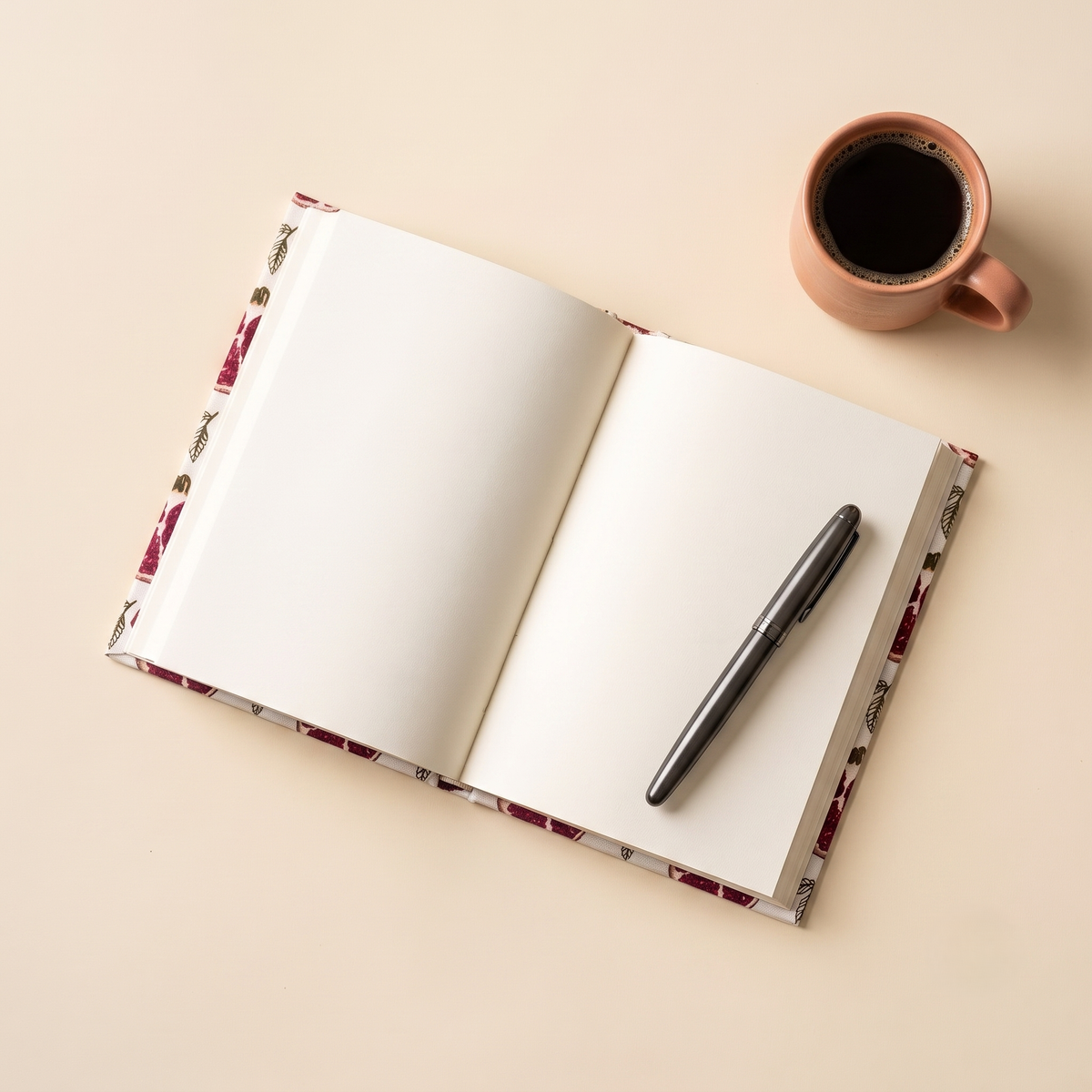 Pomegranate Sustainable Diary Journal Notebook | A5 Unruled | Set of 2