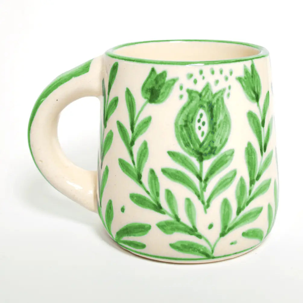 Green Anaar Ceramic Breakfast Set - Coffee Cup & Side Plate (Set of 2)