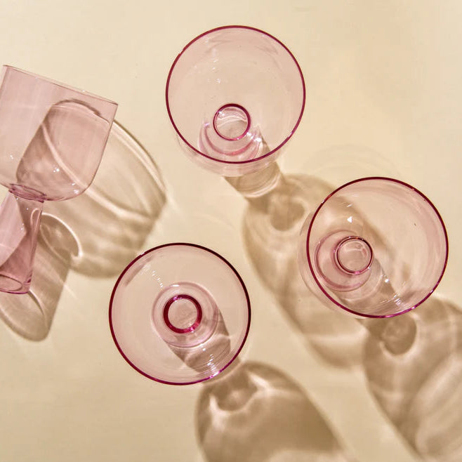 Aria Pink Glass Dessert Bowls - 3 x 5.75 Inches, 9.45 oz (Set of 4)