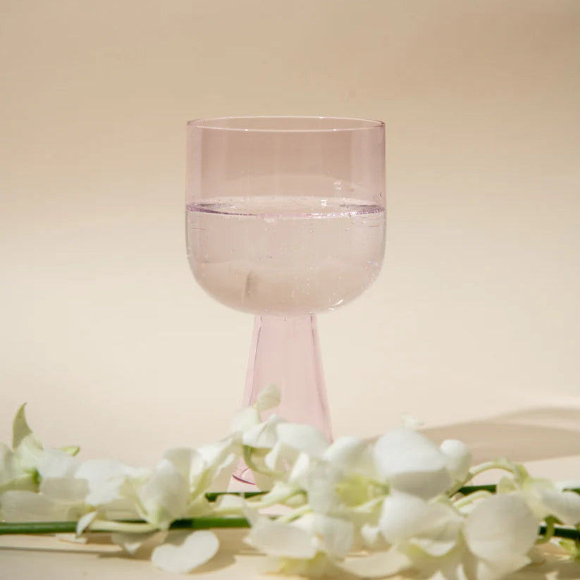 Aria Pink Glass Dessert Bowls - 3 x 5.75 Inches, 9.45 oz (Set of 4)