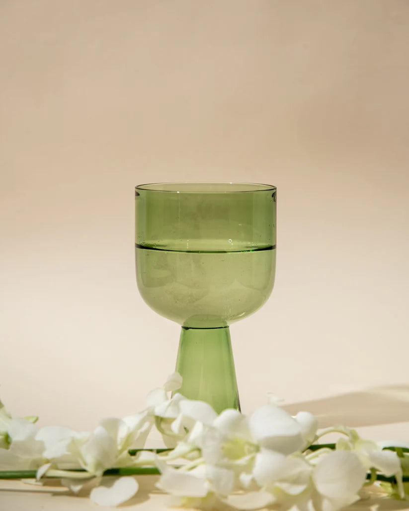 Aria Green Glass Dessert Bowls - 3 x 5.75 Inches, 9.45 oz (Set of 4)