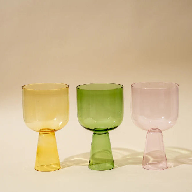 Aria Pink Glass Dessert Bowls - 3 x 5.75 Inches, 9.45 oz (Set of 4)