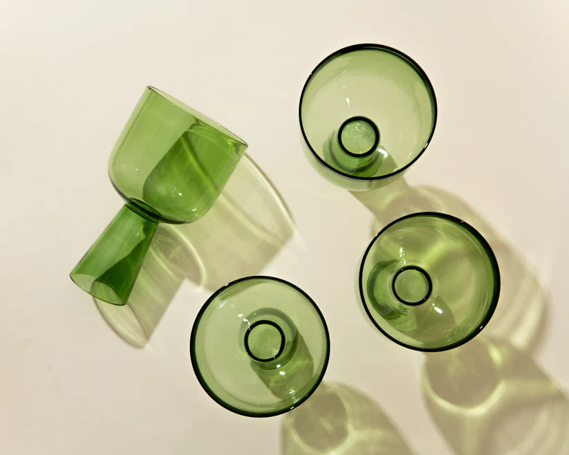 Aria Green Glass Dessert Bowls - 3 x 5.75 Inches, 9.45 oz (Set of 4)