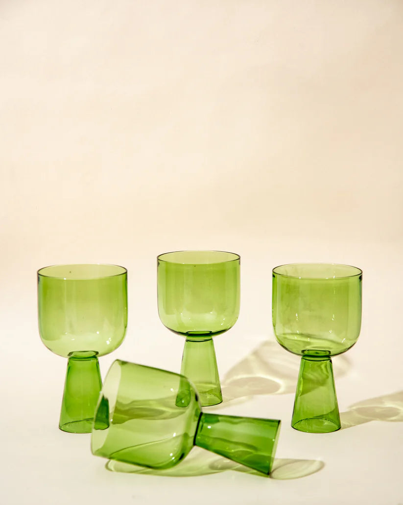 Aria Green Glass Dessert Bowls - 3 x 5.75 Inches, 9.45 oz (Set of 4)