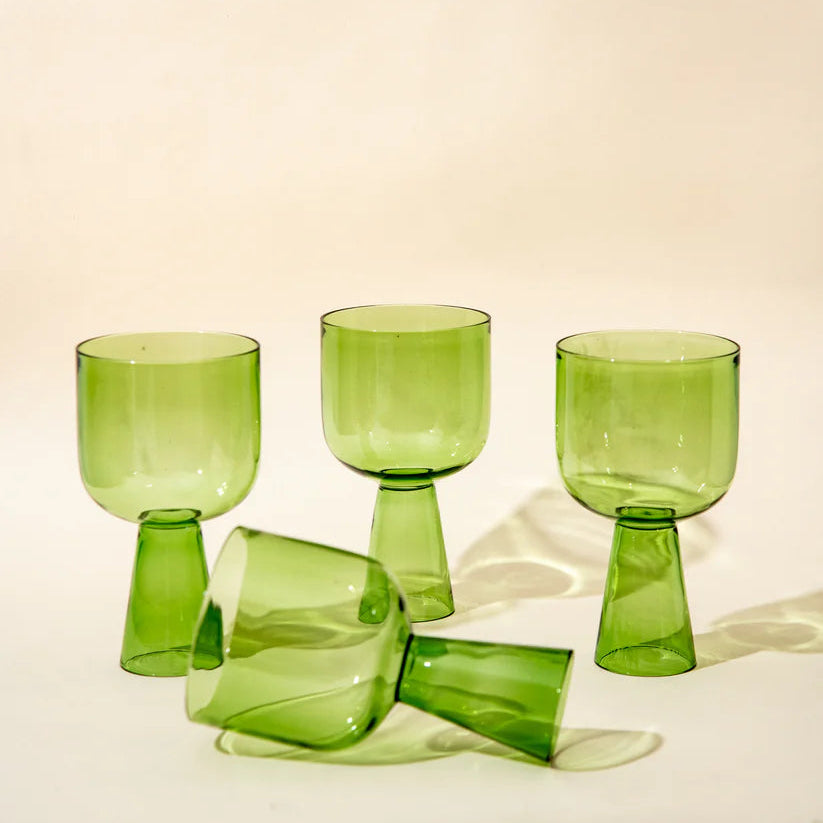 Aria Green Glass Dessert Bowls - 3 x 5.75 Inches, 9.45 oz (Set of 4)