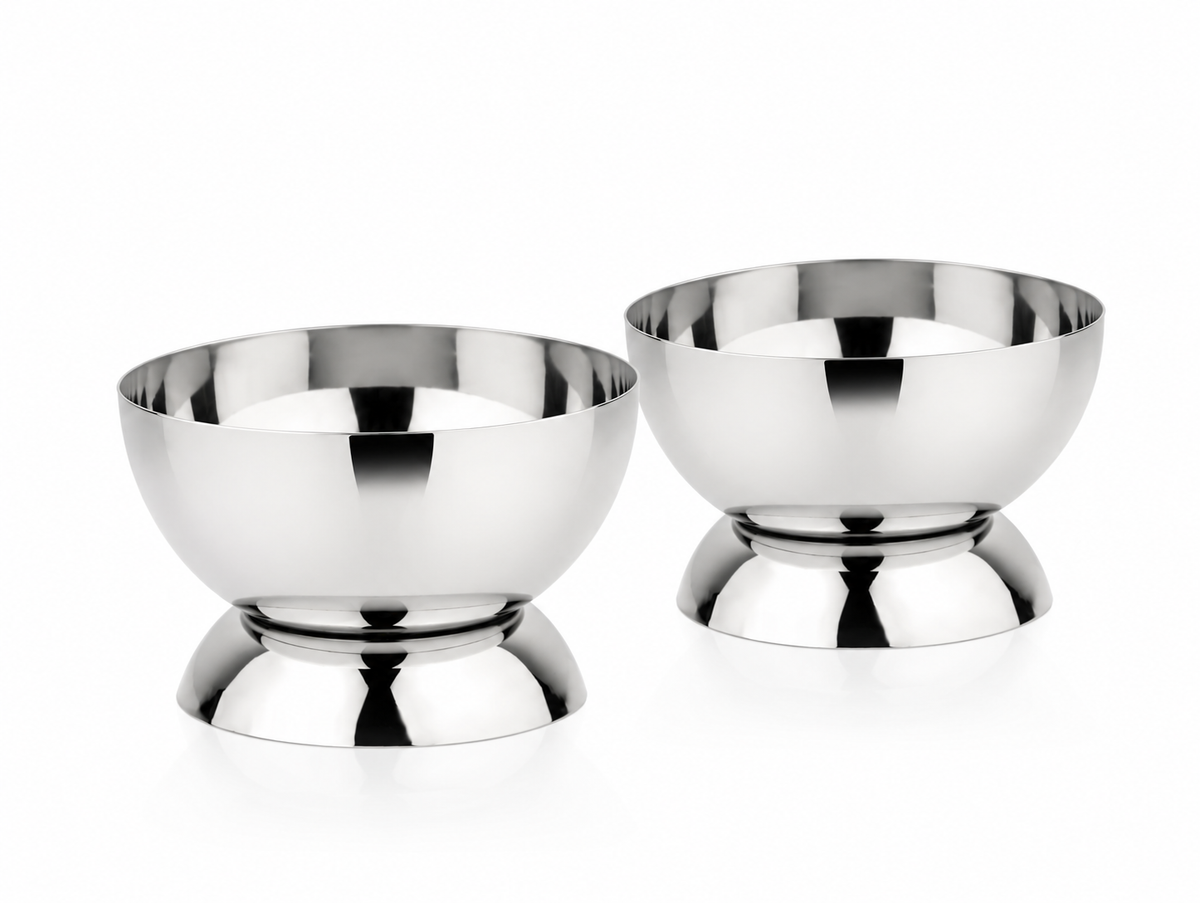 Matte Ice Cream Cup Set Of 2 - handmade stainless steel