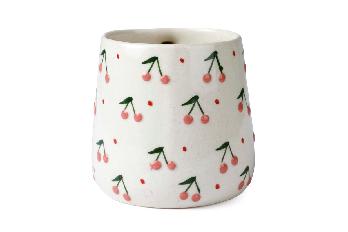 White Cherry Ceramic Mug | Handcrafted Stoneware | 350ml
