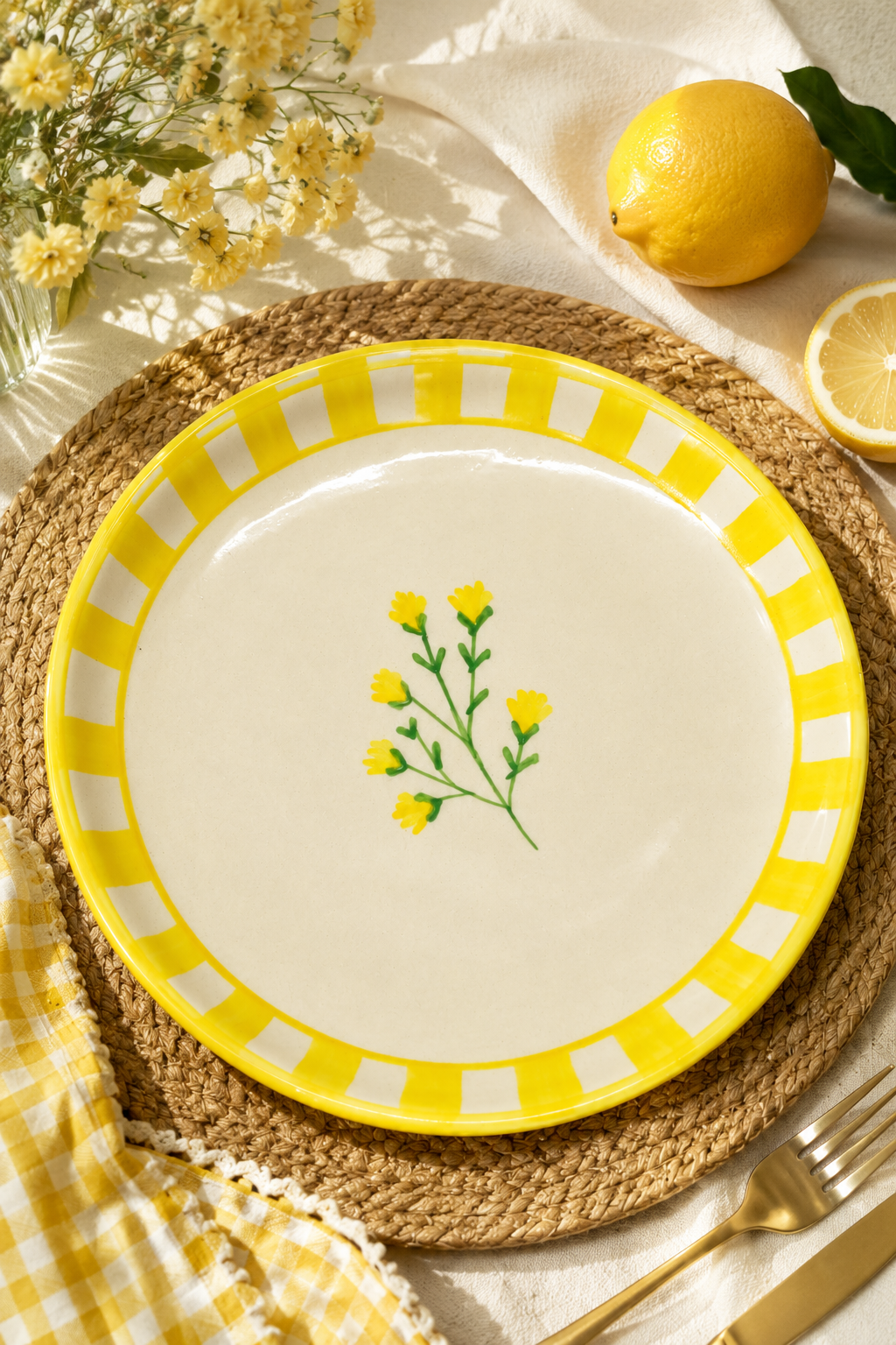 Ceramic Dessert Plates - Sunshine Spring , 7 Inches (Set of 4)