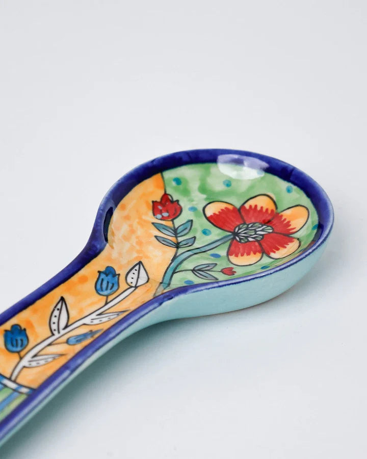 Perch Handpainted Ceramic Spoon Rest - Multi , 9.84 x 3.75 x 1.18 Inches (Set of 2)