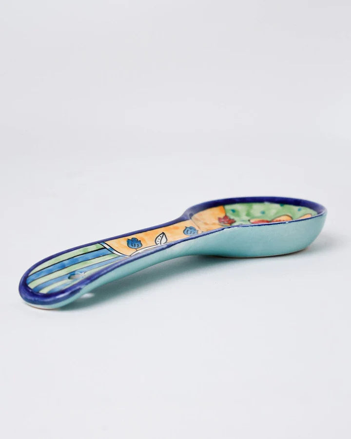 Perch Handpainted Ceramic Spoon Rest - Multi , 9.84 x 3.75 x 1.18 Inches (Set of 2)