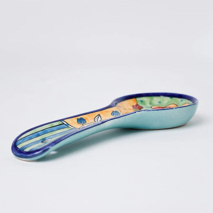 Perch Handpainted Ceramic Spoon Rest - Multi , 9.84 x 3.75 x 1.18 Inches (Set of 2)