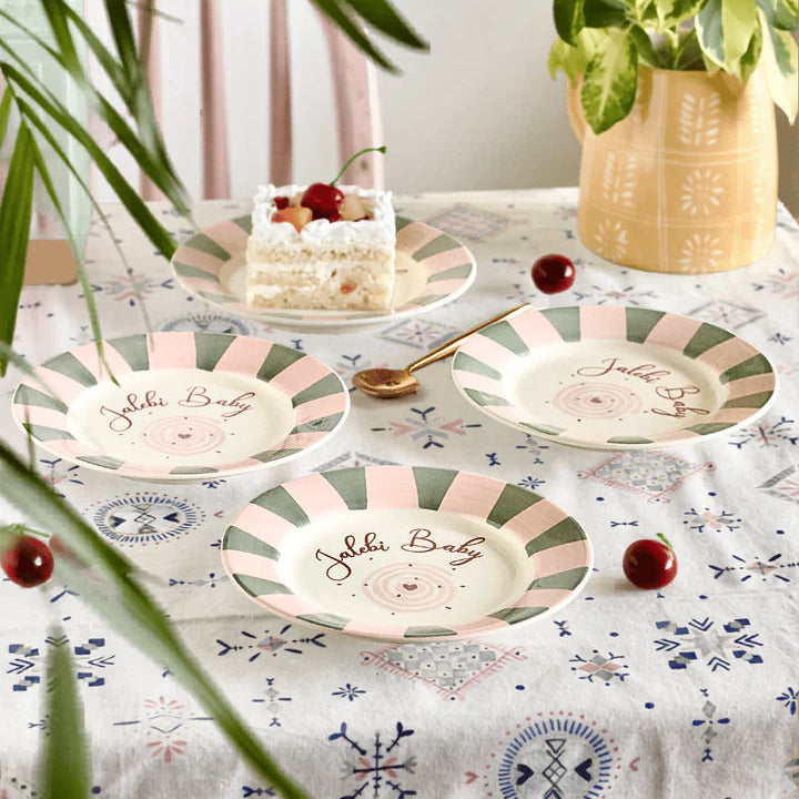 Jalebi Baby Handpainted Ceramic Dessert Plate - Set of 4 , 7 inches