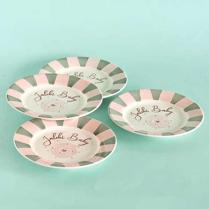 Jalebi Baby Handpainted Ceramic Dessert Plate - Set of 4 , 7 inches