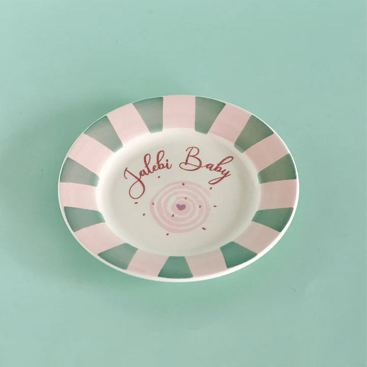 Jalebi Baby Handpainted Ceramic Dessert Plate - Set of 4 , 7 inches