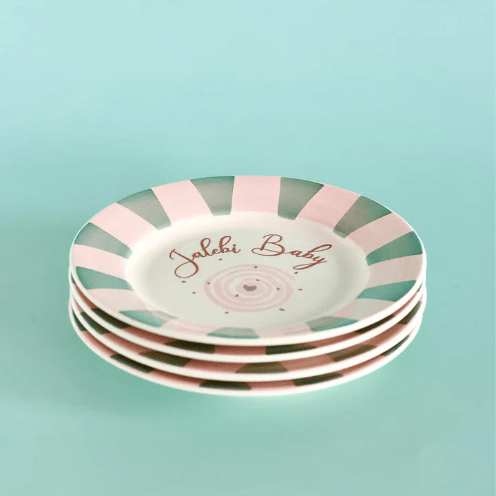 Jalebi Baby Handpainted Ceramic Dessert Plate - Set of 4 , 7 inches