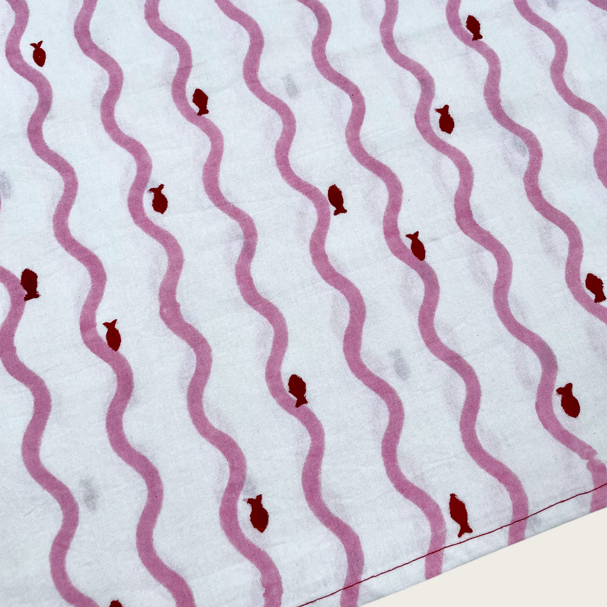 Ripple Runner Table Runner | Block Print Cotton | 17x76.5"