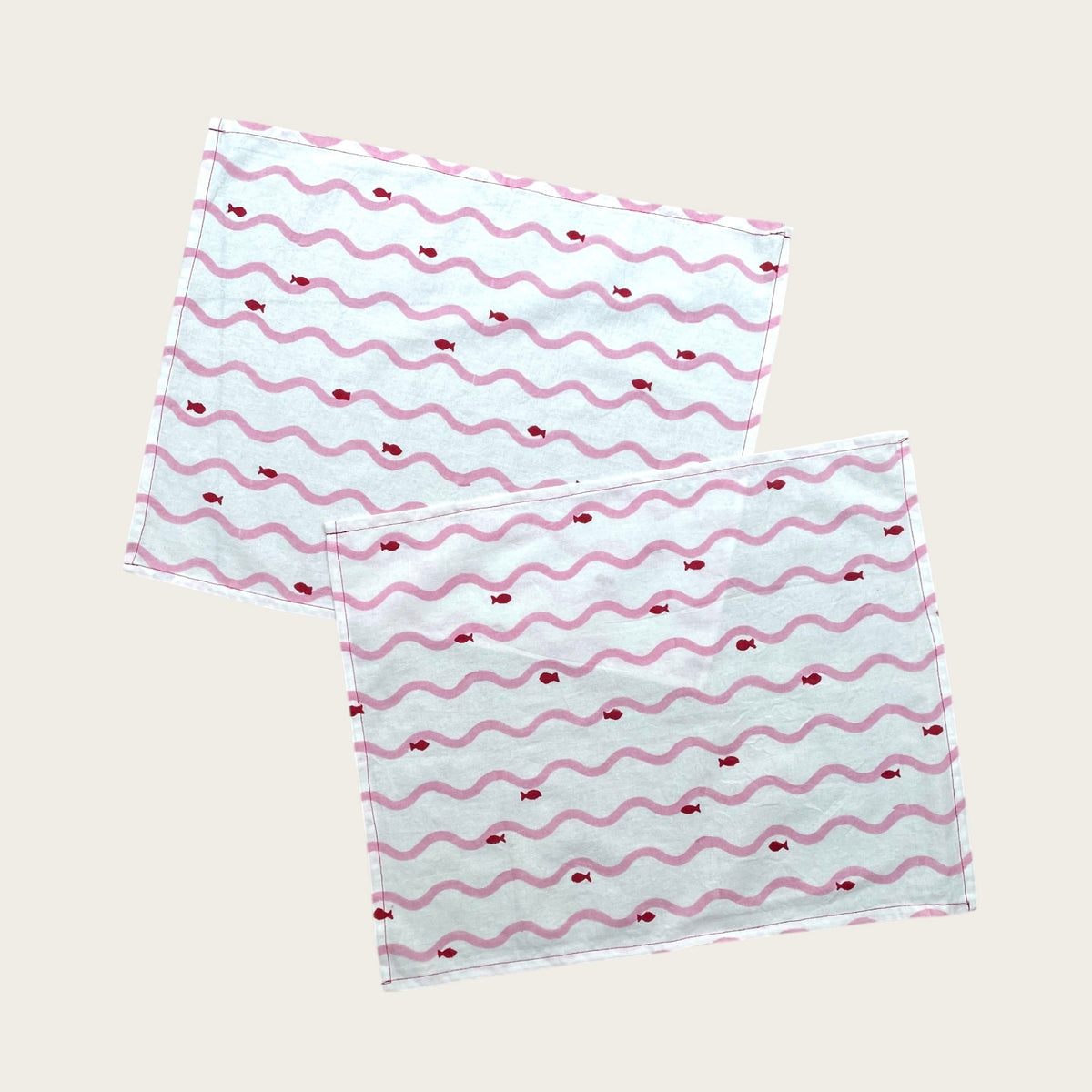 Rose Ripple hand block printed cotton placemats set of 2