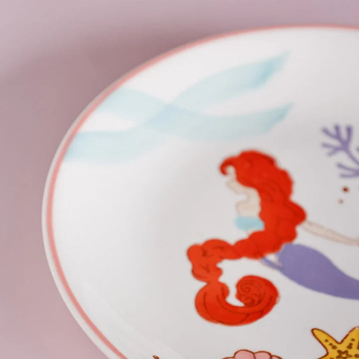 Mermaid Handpainted Ceramic Plate - 7.90 x 7.90 x 1 Inches , Set of 4