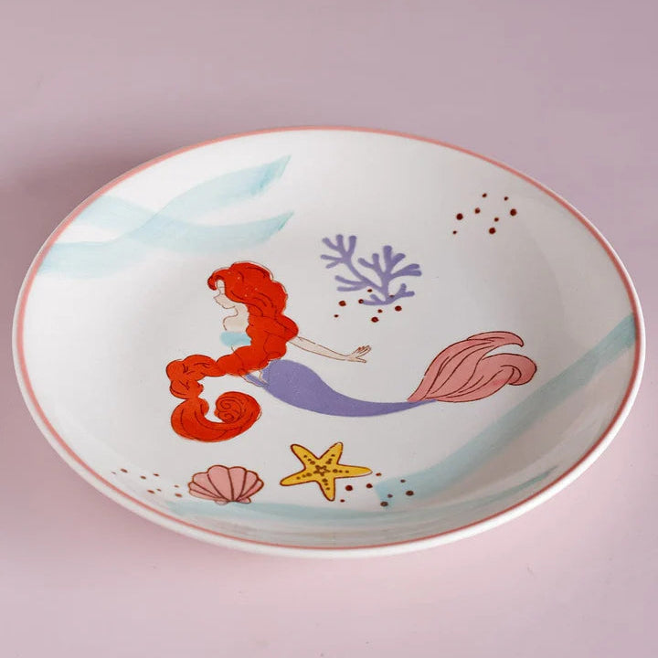 Mermaid Handpainted Ceramic Plate - 7.90 x 7.90 x 1 Inches , Set of 4