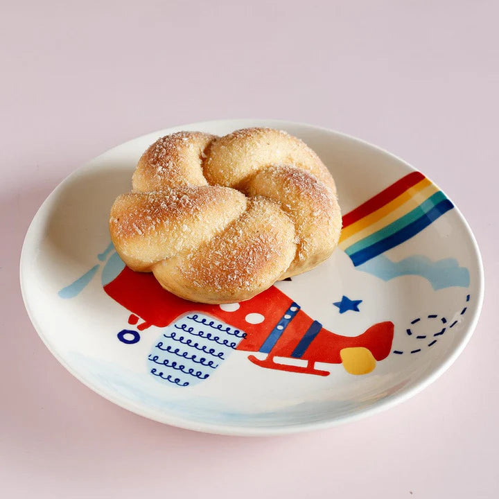 Pilot Handpainted Ceramic Plate - 7.90 x 7.90 x 1 Inches , (Set of 4)