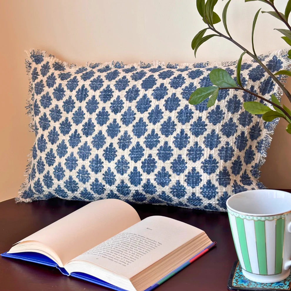 Indigo Mirage Long Cushion Cover - 12 x 20 Inches