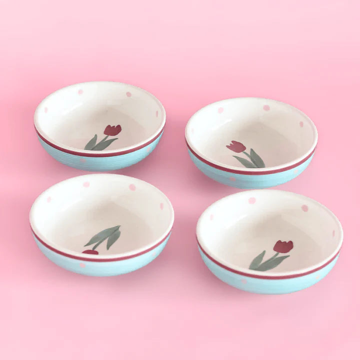 Skylark Handpainted Ceramic Nut Bowl - Set of 4 , 3.15 x 1 Inches