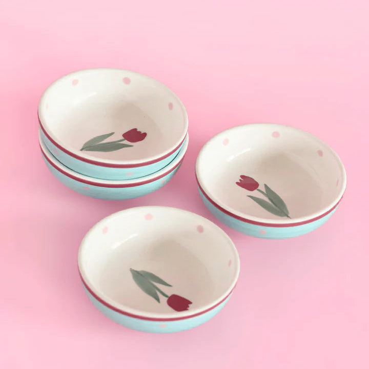Skylark Handpainted Ceramic Nut Bowl - Set of 4 , 3.15 x 1 Inches