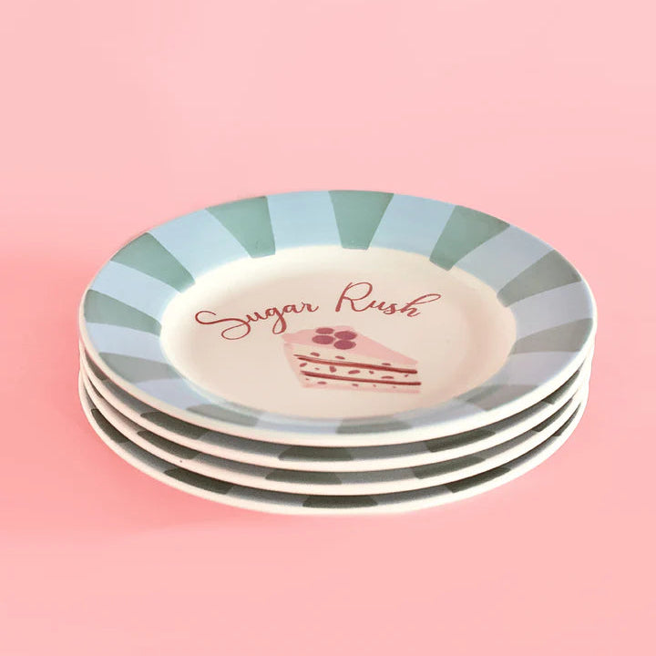 Sugar Rush Handpainted Ceramic Dessert Plate - Set of 4 , 7 Inches