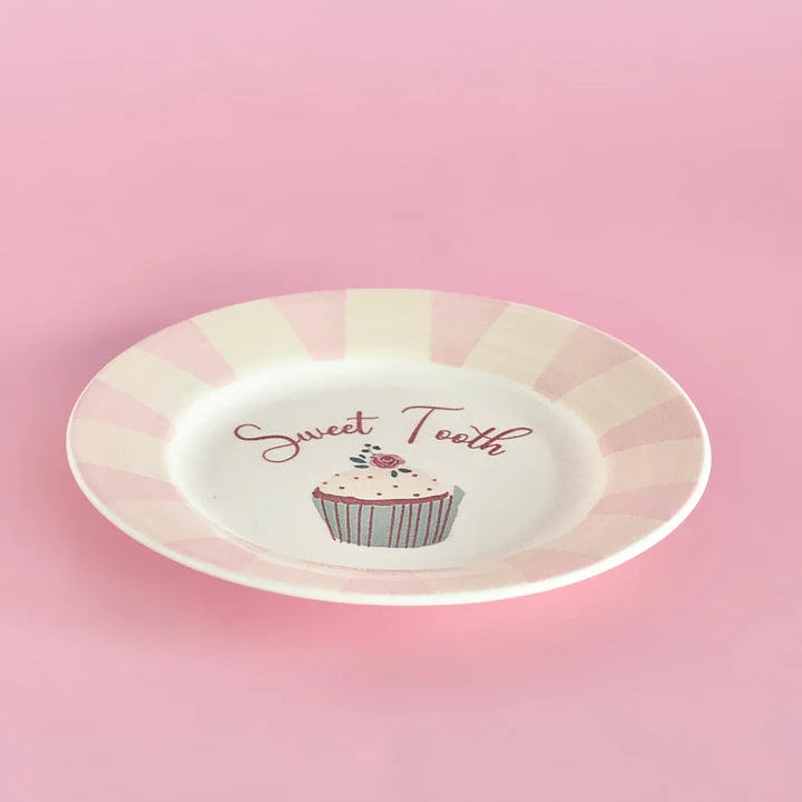 Sweet Tooth Handpainted Ceramic Dessert Plate - Set of 4 , 7 Inches