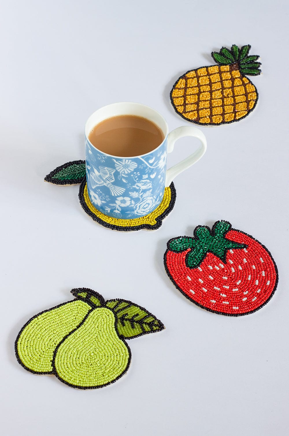 Tropical Beaded Summer Coasters (Pack of 4), 4x4 Inches- Set of 2