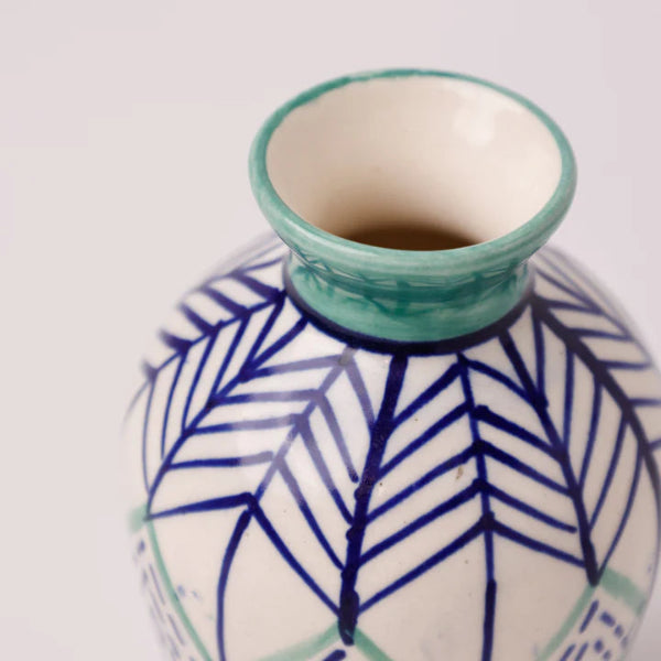 Verde Handpainted Dark Blue Ceramic Mini Vase 2.25x4 Inches Set of 2 - Casa Amarosa