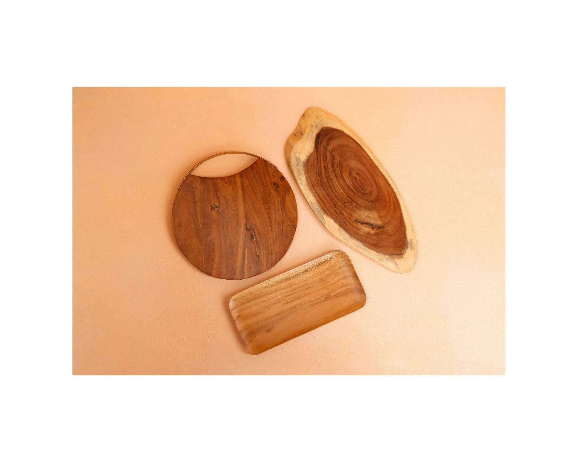 Handmade Wood Charcuterie Board - Round -  12 inches (Set of 2)