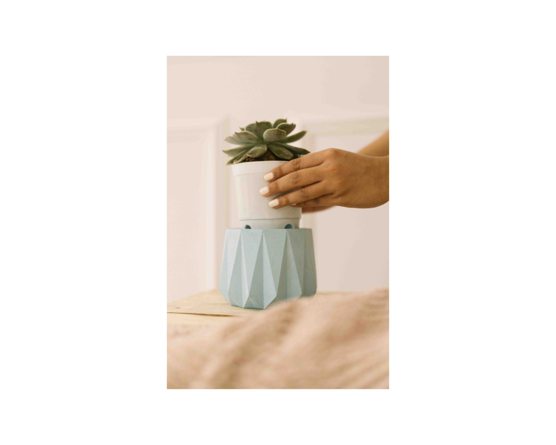 Concrete Small Succulent Planter- Blue, 3.5x4 Inch