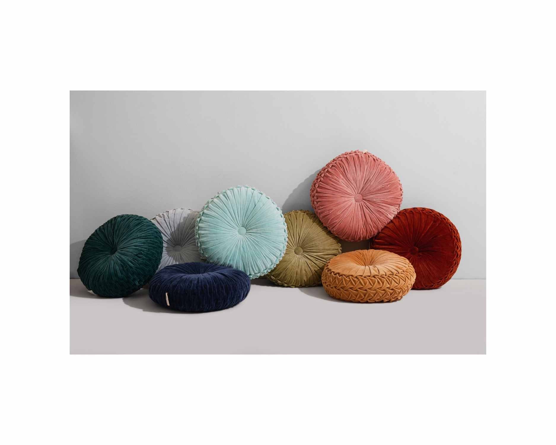 Velvet Round Handmade Pillow, Clay - 16 Inch