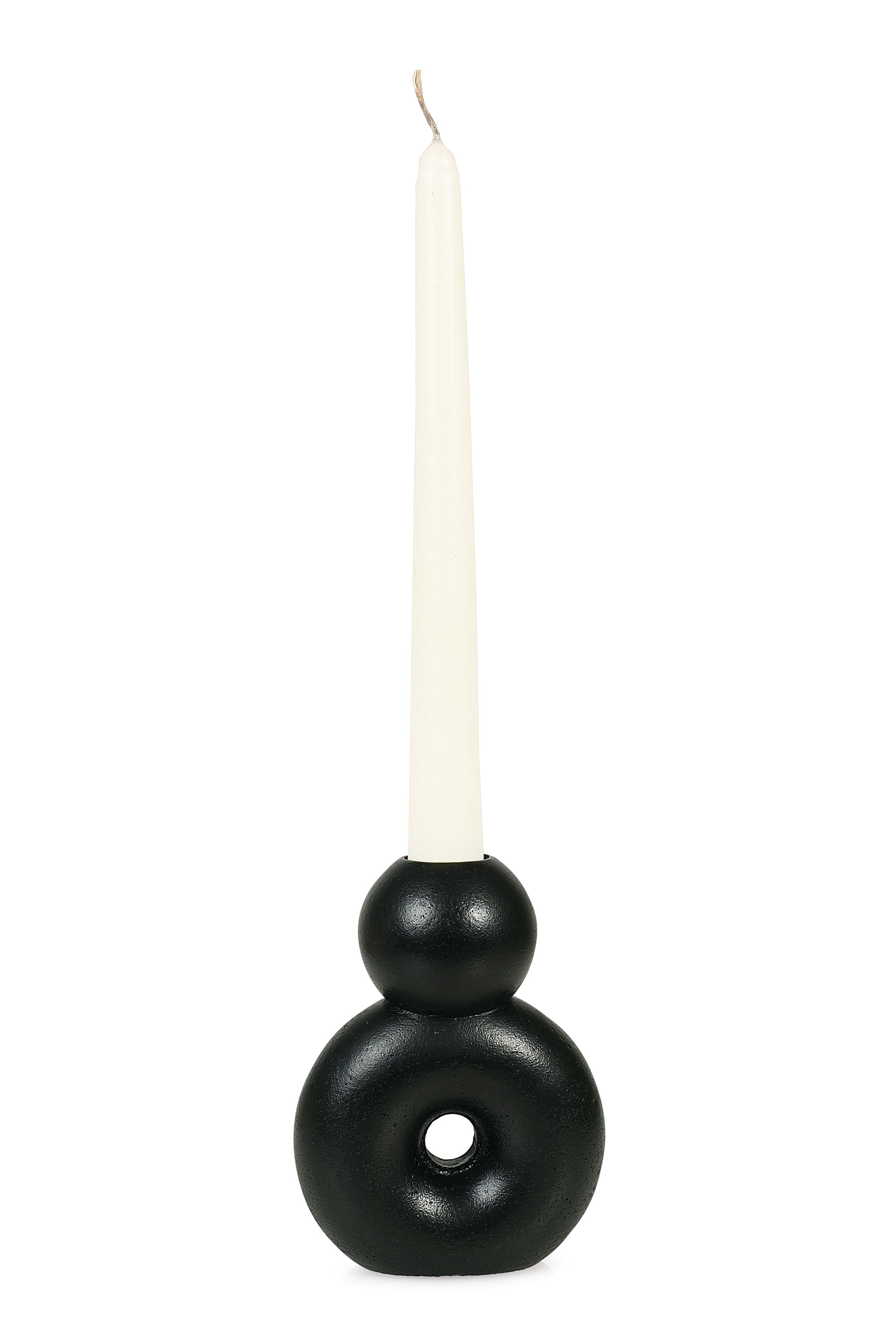 Nordic Modern 8 Style Concrete Candle Holder - Black (Set of 2)