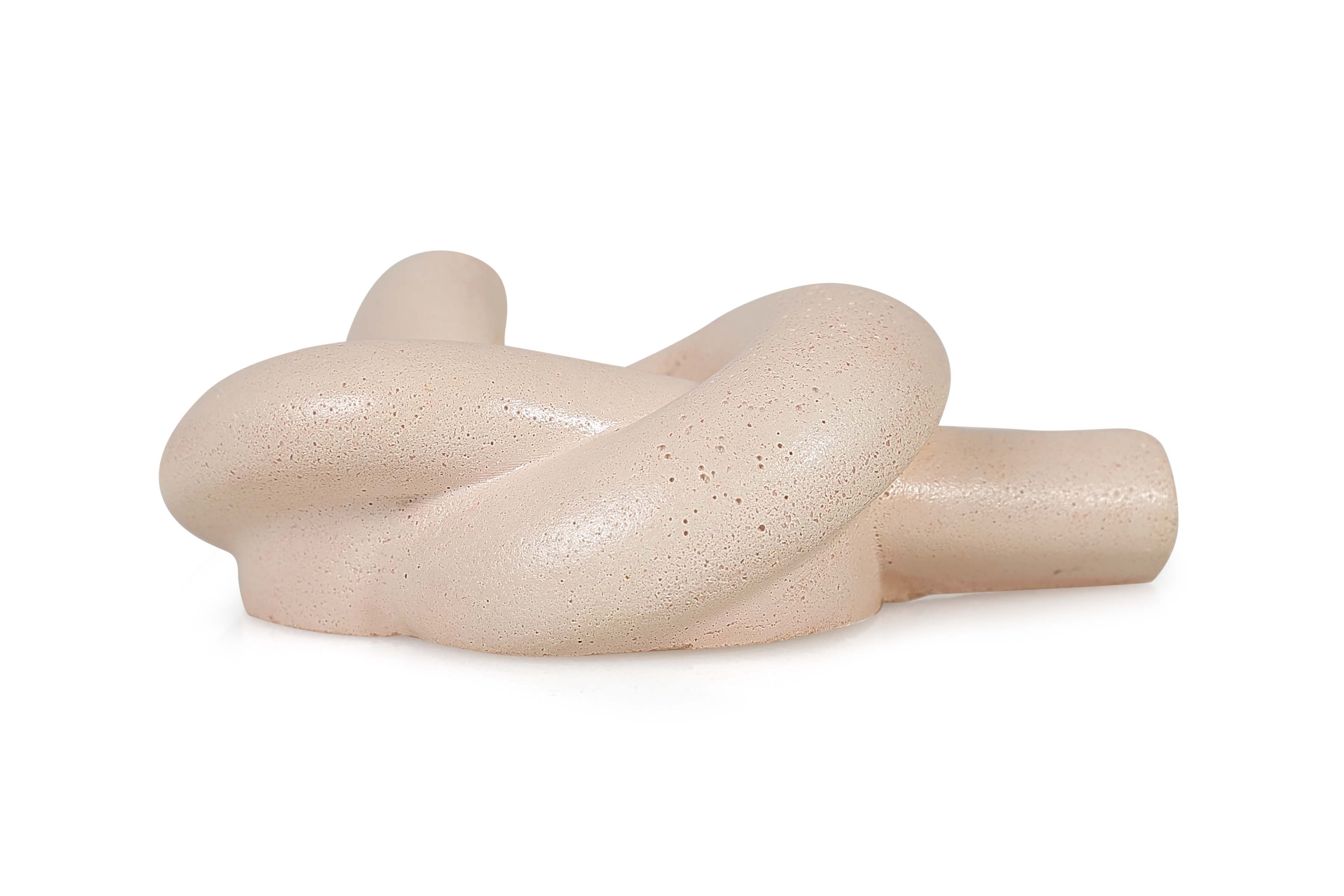 Nordic Style Knot Concrete Candle Holder - Blush 3.2x4.5 Inch