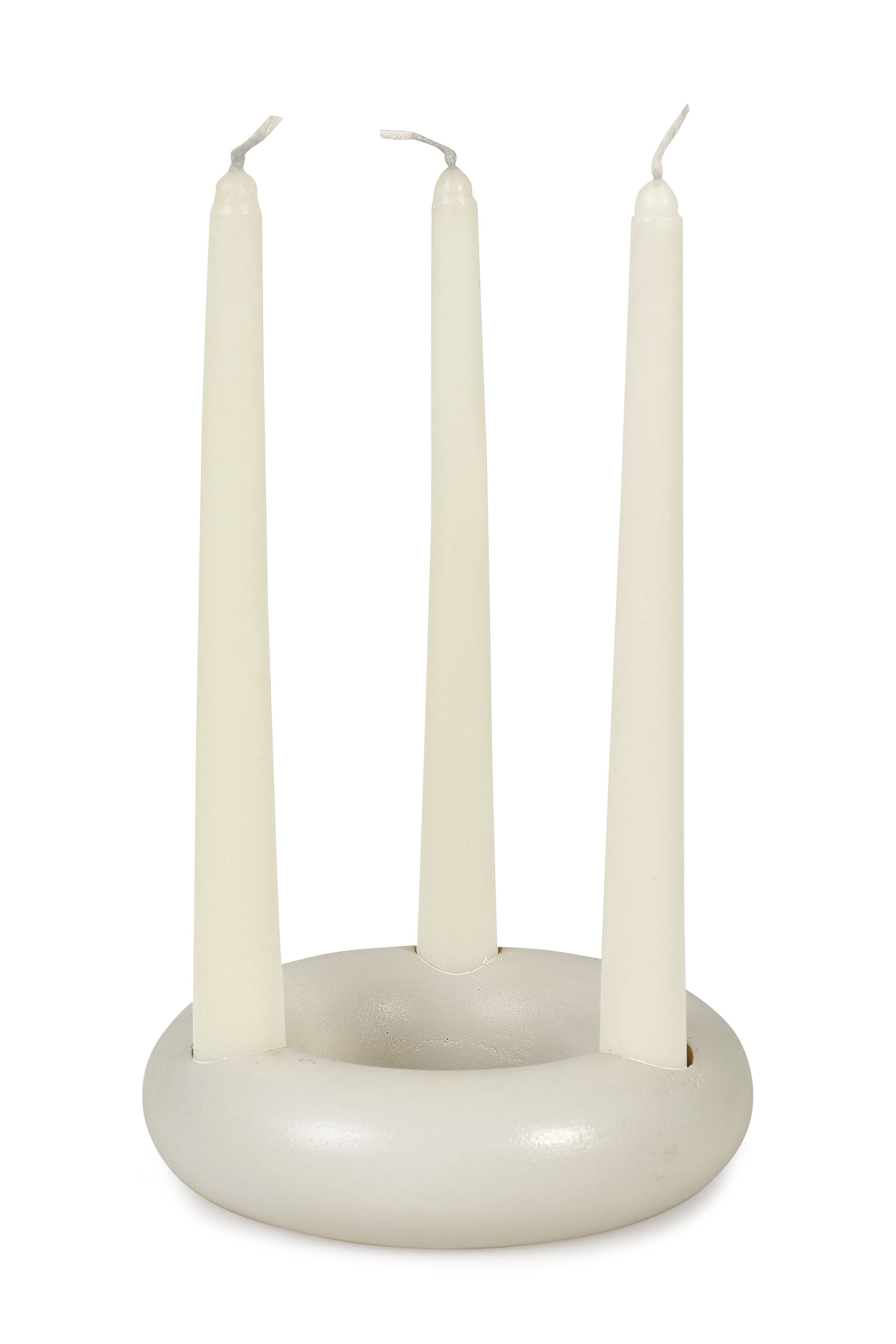 Nordic Donut Style Concrete Candle Holder - Ivory (Set of 2)