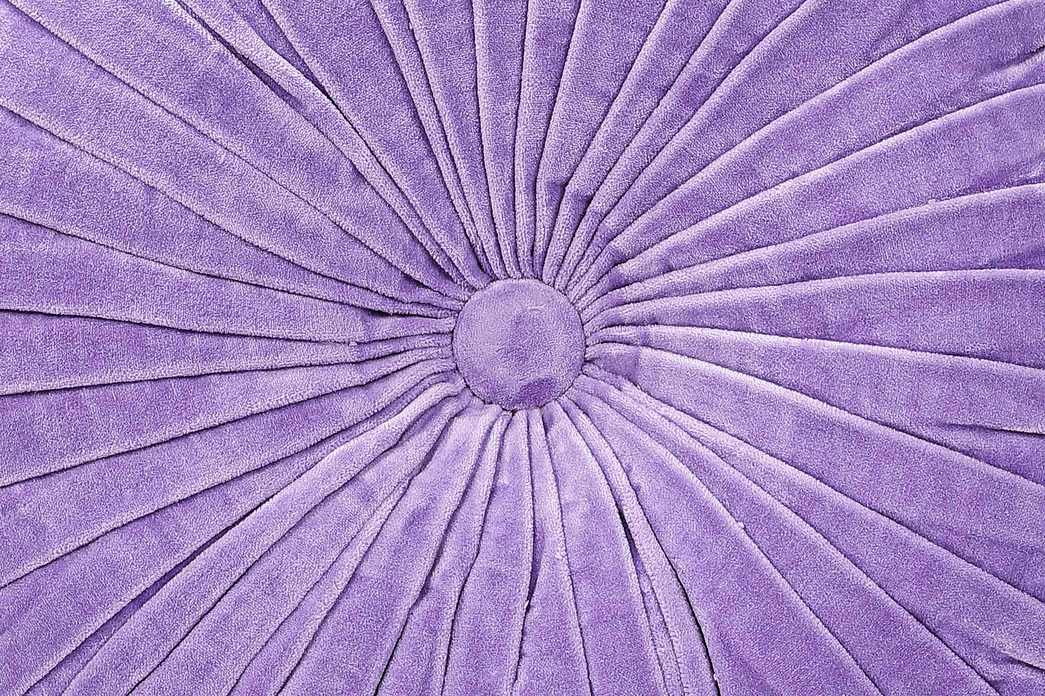 Velvet Round Handmade Pillow Purple Rose  - 16 Inch