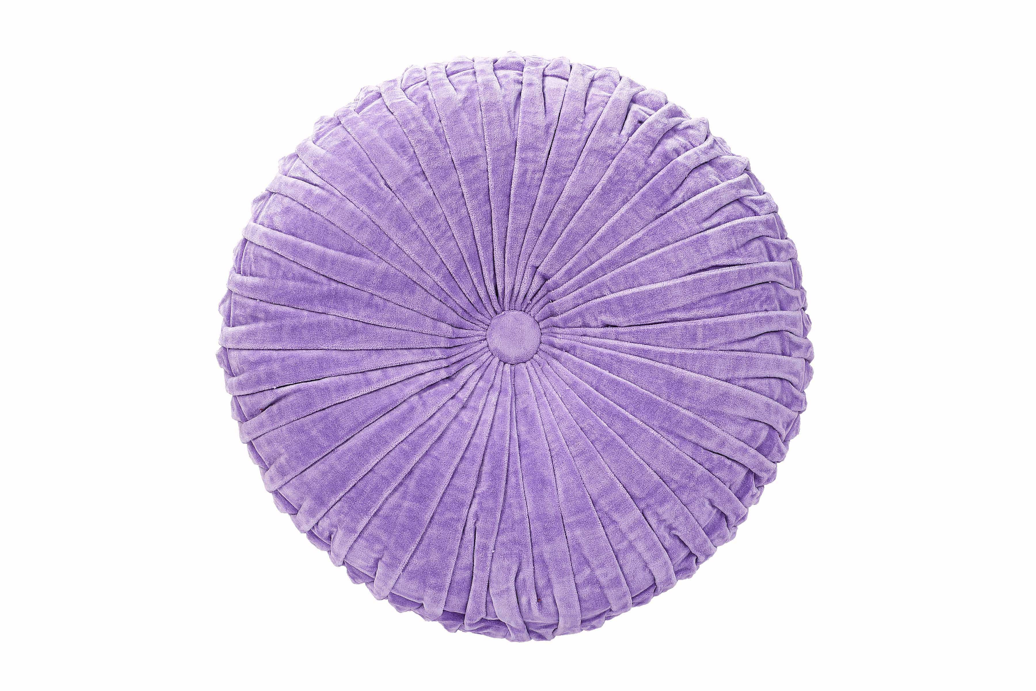 Velvet Round Handmade Pillow Purple Rose  - 16 Inch