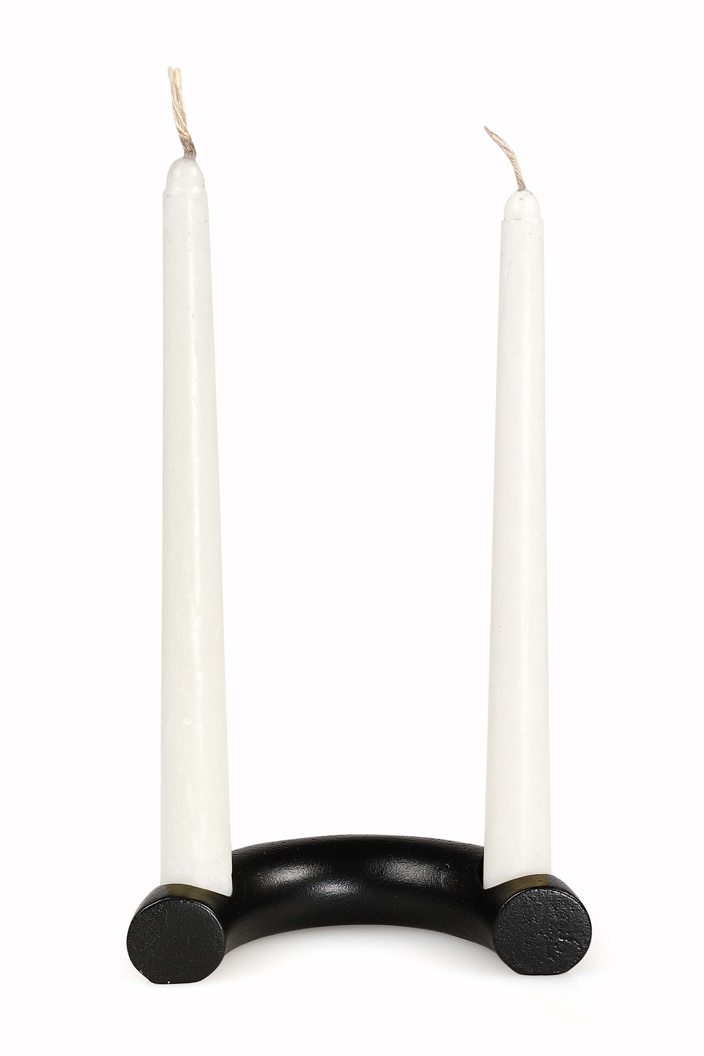 Nordic Style C Shaped Concrete Candle holder- Black 5.5x3 Inch (Set of 2)